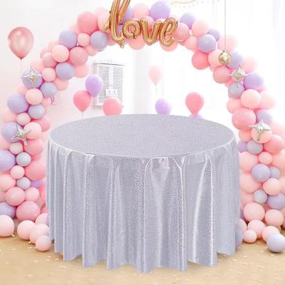 China Reusable Custom Party Silver Sequin Tablecloths Embroidered Sequin Tablecloth European Wedding for sale