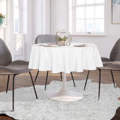 China Reusable Water Resistant Round Puddle Make Washable White Polyester Table Cloth For Dining Table Resistant for sale