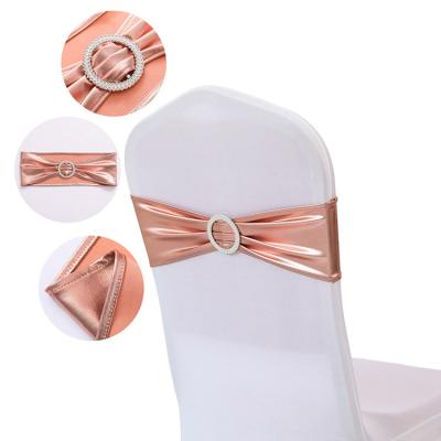 China Reusable Rose Gold Spandex Party Chair Sashes Buckle Decorative Wedding For Chair for sale