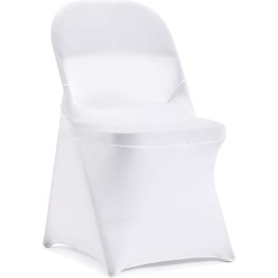 China Washable White Stretch Folding Dining Banquet Spandex Chair Cover For Wedding Party Events for sale