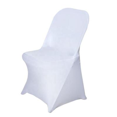 China Premium Quality Spandex Folding Chair Cover White Stretch Pleat Chair Cover Washable For Banquet Wedding for sale