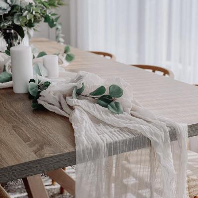 China Luxury Woven Gauze Cheese Cloth Runner Long Gauze Table Runner for Table Decor Wedding Decoration for sale