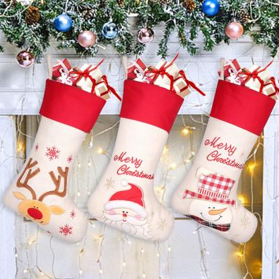 China Christamas The Great Christmas Stocking Stuffer Christmas Decor Hanging Gift Baps Decoration with Santa Snowman Reindeer for sale