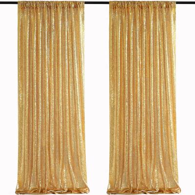 China OUTDOOR HOTEL WELDDING HOME PARTY gold sequin backdrop curtain panels feature 2 pieces of 2FTx8FT wedding party backdrop drapes for sale