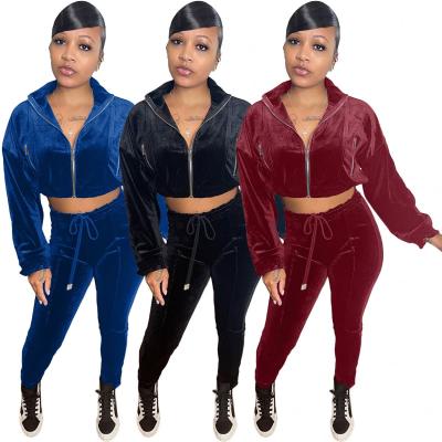 China Breathable Outfits Gaiters Fashion Track New Design Conjuntos De Dujer Korean Velvet Sport Two Piece Pants Sets Women Jogging Set for sale