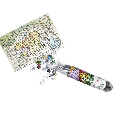 China Postcard on backside newly created mini paper jigsaw puzzle in plastic tube packaging for impulse sale for sale