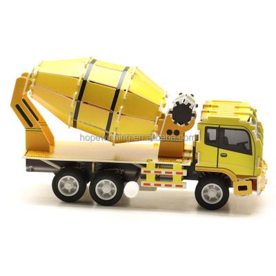 China Funny Assembling Toy High Quality 3D Cartoon Puzzle Toys Kid's Concrete Mixer Car Toy With Engine Interior for sale