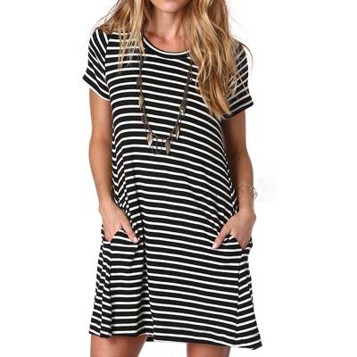 China Breathable Women's Summer Casual T-shirt Dress Loose Short Sleeve Tunic Dress Women With Pockets for sale