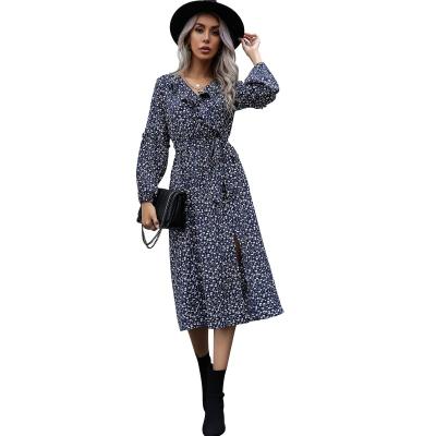 China Wholesale Anti-Wrinkle Long Summer Dress Floral Button Printed Natural Casual Dress For Women for sale