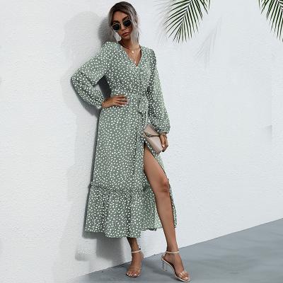 China Anti-wrinkle vestidos clothing loose newcomer dresses women's classic casual outfits women Midi dress printed women for sale