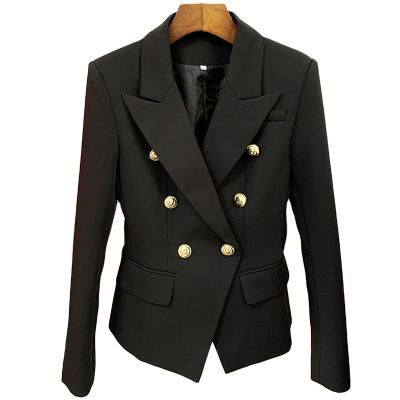 China 2021 High Quality Designer Anti-Wrinkle Classic Double Breasted Jacket Women&'s Metal Lion Buttons Blazer Suit for sale