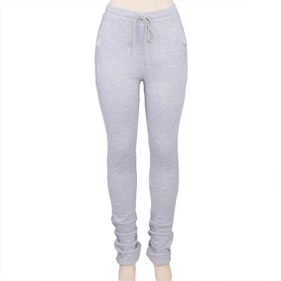 China Gray Sweatpants Drawstring Casual Extra Long Pants Winter Breathable Stacked Thick Warm Pants For Women for sale