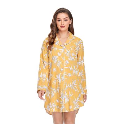 China Breathable Good Quality Girl Plus Size Sleepwear Floral Print Ladies Pajamas Sets Nightgown Dress for sale