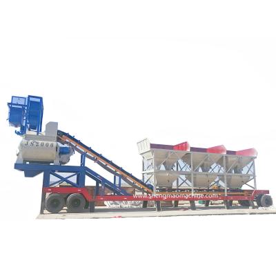 China Mixed Concrete Batch Plant Mobile Portable Precast Twin Shaft Mixer for sale