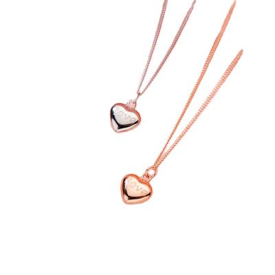 China Cute Simple Silver Love Heart Choker Jewelry Diamond Pendant Necklace For Girlfriend for sale