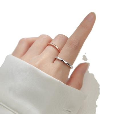 China Cute Korean Simple Cuff Geometric Jewelry 925 Sterling Silver Adjustable Rings For Women for sale