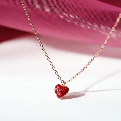 China Fashion Silver Red Roll Chain Heart Necklace 925 Sterling Silver for sale