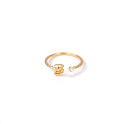 China Romantic jewelry cuff capricious f314h gold forged letter ring stainless steel for sale