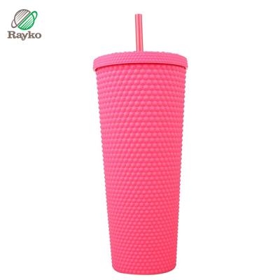 China Sustainable 16 oz custom plastic water cup with double wall bpa free material matte finished water cups for sale