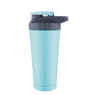 China Sustainable 700ml Double Wall Stainless Steel Vacuum Shaker Bottle With PP Flip Lid And Handle for sale