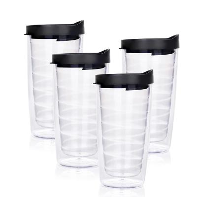 China 16oz/20oz/24oz Sustainable Plastic Coffee Tumbler Cup Double Wall Insulated And Plastic Cup With Lid And Straw for sale