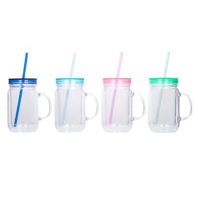 China Viable 500ml 700ml small portable clear transparent customize bpa free plastic tumbler cups with straw and lid for sale