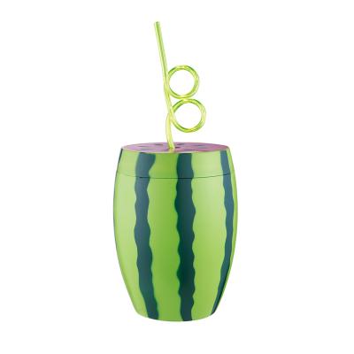 China Rayko Disposable Large Capacity Drink Cups With Straw Plastic, Watermelon Design for sale