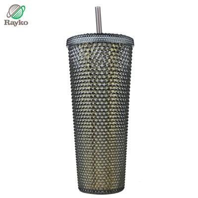 China Sustainable Top Plastic Water Cups With Insulated Double Wall Bpa Free Water Coffee Tumbler With Straw for sale