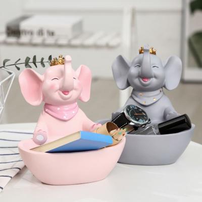 China Storage box cute statue Europe elephant decoration resin animal home office open abstract sculpture ornaments for sale