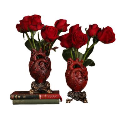 China Europe heart American vase home office decoration opens resin home flower arrangement decoration ornaments for sale