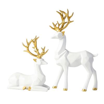 China Nordic Modern Wine Cabinet Living Room TV Cabinet Elk Ornaments Europe 2Pcs Resin Decoration Gifts for sale