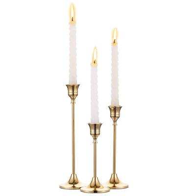 China Home Decoration Candlestick Holders Taper Candle Holders Gold Brass Vintage Modern Decorative Centerpiece For Table Wedding Housewarming Gift for sale