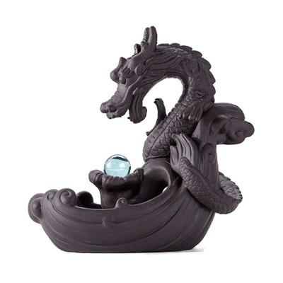 China Purple Dragon Incense Cone Sticks Holder Chinese Backflow Incense Censer Sand Censer with Crystal Ball Home Office Decoration for sale