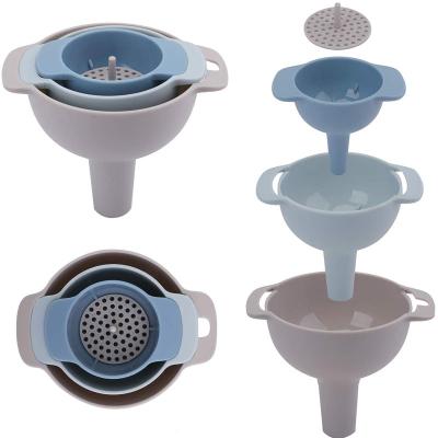 China Plastic 4 in 1 Funnel PP Filter Funnel Sieve Set Plastic Filter Oil Box Household Oil Hopper Funnel Kitchen Tools for sale