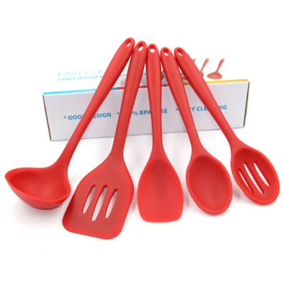 China Silicone 5 Pcs / Set Silicone Bakeware Set Heat Resistant Nonstick Spoon Turner Kitchen Pastry Scraper Utensils for sale