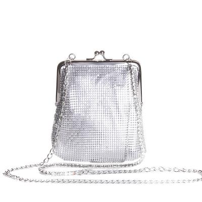 China Fashion Sequined Lady Anti-theft Even Pocket Bag Aluminum Metal Mesh Wallet Bag for sale