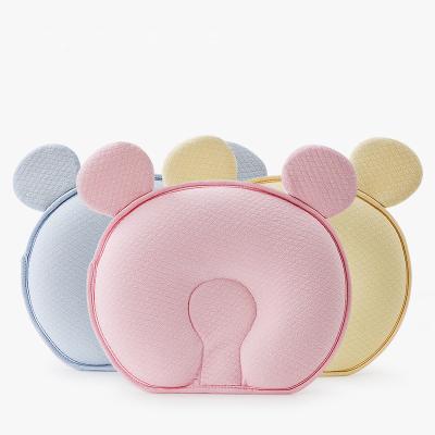 China Cool Organic Massage Cotton Fabric Crib Baby Floor Cushion Support Memory Foam Flat Head Pillow For Baby for sale