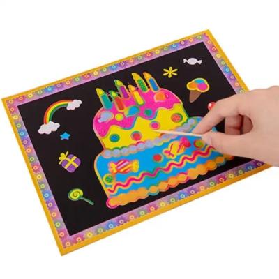 China Children Drawing Writing Education 1 Pcs Magic Paint Art Child Kids Magic Scratch Art Doodle Pad Painting Cards Rainbow Color Scratch for sale