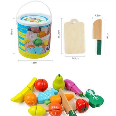 China 12pcs-set Early Education Fruit Cutting Toy Wooden Food Toy Vegetable Magnetic Children Cutting Toy for sale