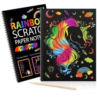 China Kids Drawing Writing Education Rainbow Scratch Paper Sets Art Craft Stuff Supplies Black Magic Drawing Pad for Kids for sale