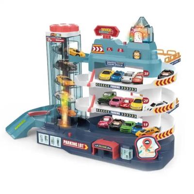 China Toy Cars Slot Track Garage Assembly 1/64 Plastic Slot Toy Electric Juguetes Multilayer DIY Parking Toys For Children for sale