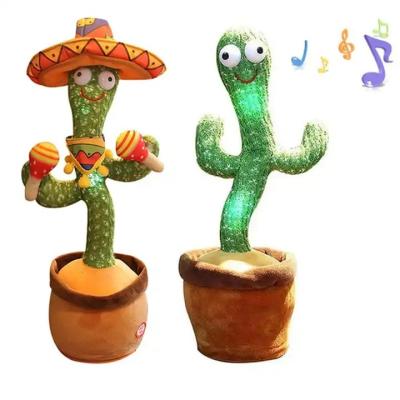 China Cactus Plush Toy Electric Singing 120 Songs Sweet Dancing and Twisting Luminous Cactus Recording Learning to Speak Twisting Plush Toy for sale