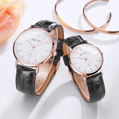 China 2020 new modern original brand lover leather quartz stainless steel waterproof luxury wrist gif set couple watch for sale