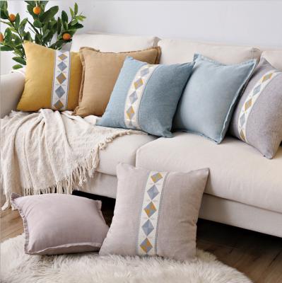 China Cheap Anti-static Geometric Fabric Folk Office Sofa Cushion Cover Embroidery Pattern Tile Covers for sale