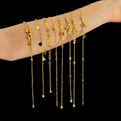 China 2021 New Environmental Friendly Dubai Jewelry 24k Gold Plated Hot Selling Gold Ladies Fashion Anklet Chains Women for sale