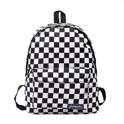 China Female Student Backpack 2021 Retro Lattice Waterproof Casual Travel Rucksack School Bag Large Capacity Bag for sale