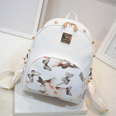 China 2021 hot sale ladies leisure travel bag wholesale fashion trend butterfly card slot printed for backpacking leather backpacks for sale