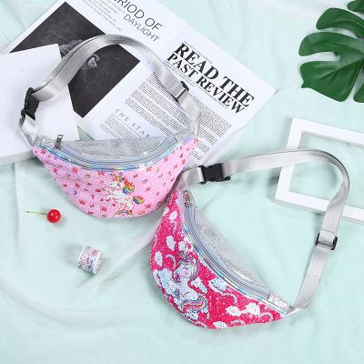 China BEAUTIFUL 2021 Fashionable PU Leather Waist Bag Fanny Pack Sling Unicorn Bling For Kids for sale