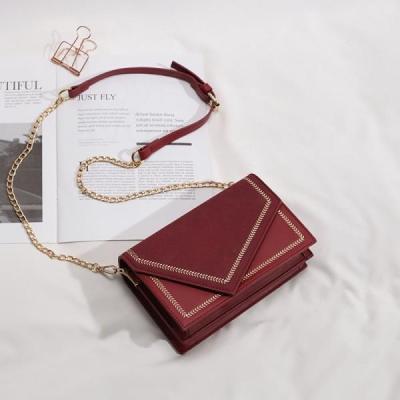 China 2021 New Style Fashion PU Chain Bag Lady Handbag Girl Purse One Shoulder Leather Messenger Wholesale Daily Used Small Square Bag for sale