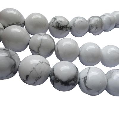 China Natural White Stone Round Howlite Stone Beads Wholesale For Jewelry Bracelet Necklace 4mm 6mm 8mm 10mm 12mm 14mm DIY OEM for sale